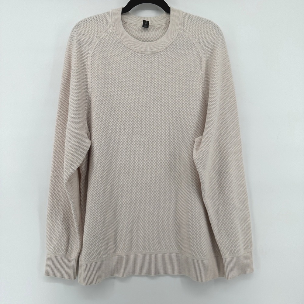 Lululemon Mens Fundamental Textured Crewneck Sweater Beige LM3ENFS Size M